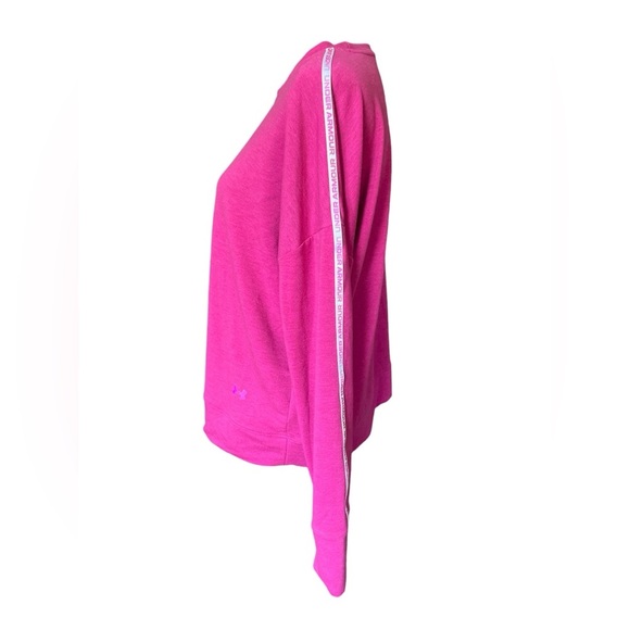 Under Armour UA Dark Pink Rival Terry Taped Crew Sweatshirt, Size Large, - Picture 6 of 11